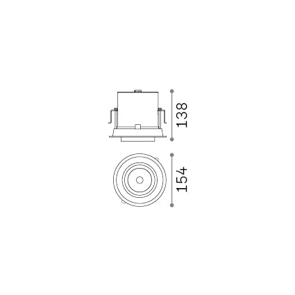 Spot încastrat Nova FI 20W 3000K, negru – desen tehnic cu dimensiuni