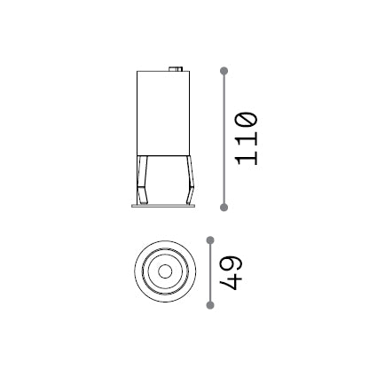 Spot încastrat Quark FI 12W 3000K, alb – desen tehnic cu dimensiuni
