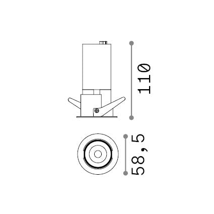 Spot încastrat Quark FI 12W reglabil 3000K, negru – desen tehnic cu dimensiuni