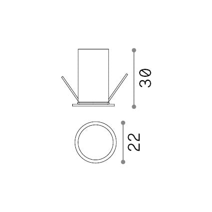 Spot încastrat Quark FI 2,8W 3000K, alb – desen tehnic cu dimensiuni