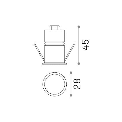 Spot încastrat Quark FI 3W 3000K, alb – desen tehnic cu dimensiuni