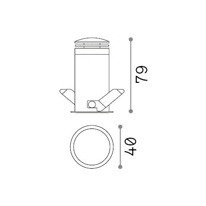Spot încastrat Quark FI 5W 3000K, negru – desen tehnic cu dimensiuni