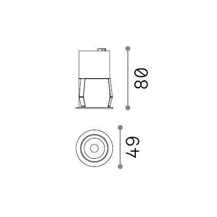 Spot încastrat Quark FI 9W 3000K, negru – desen tehnic cu dimensiuni