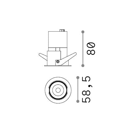 Spot încastrat Quark FI 9W reglabil 3000K, alb – desen tehnic cu dimensiuni
