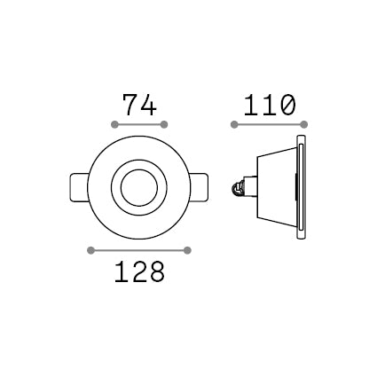 Spot încastrat Samba FI D75 rotund – desen tehnic cu dimensiuni