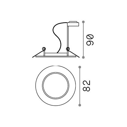 Spot încastrat Swing FI, brunit – desen tehnic cu dimensiuni