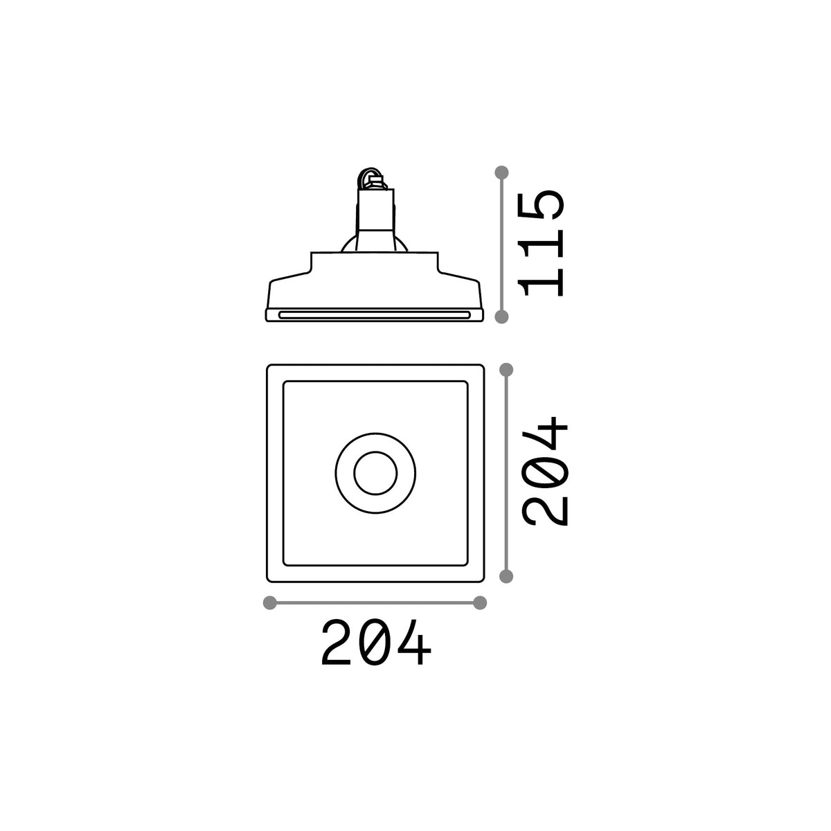 Spot încastrat Zephyr FI D20 – desen tehnic cu dimensiuni