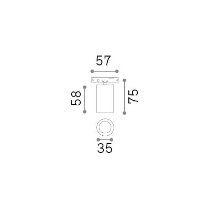 Spot pe șină Deva 4,5W 3000K, negru – desen tehnic cu dimensiuni