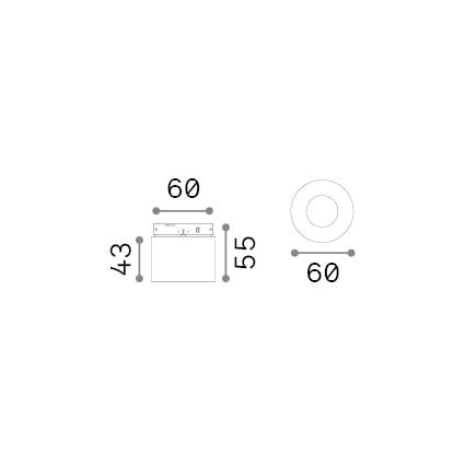Spot pe șină Deva mare 5W 3000K, negru – desen tehnic cu dimensiuni