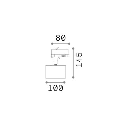 Spot pe șină trifazată Spike TR, alb – desen tehnic cu dimensiuni