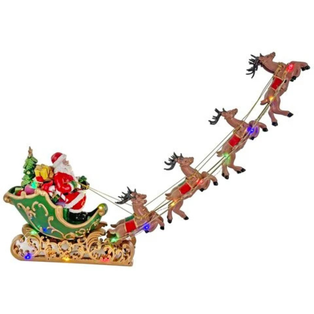 SANIE MOS CRACIUN CU RENI CU LED, 45 CM