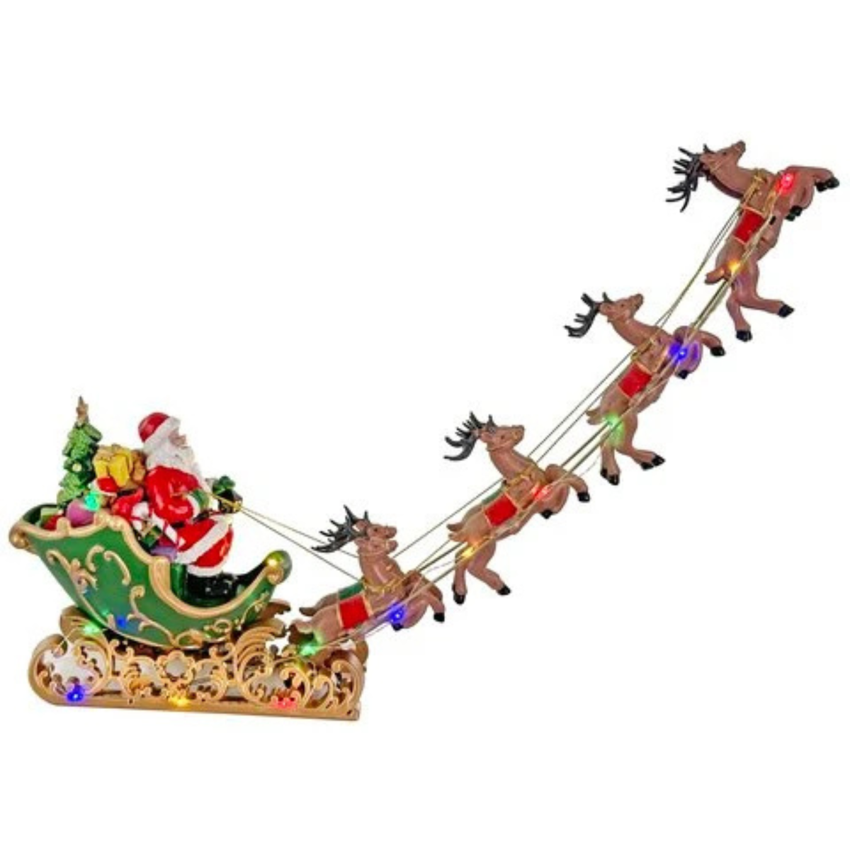 SANIE MOS CRACIUN CU RENI CU LED, 45 CM