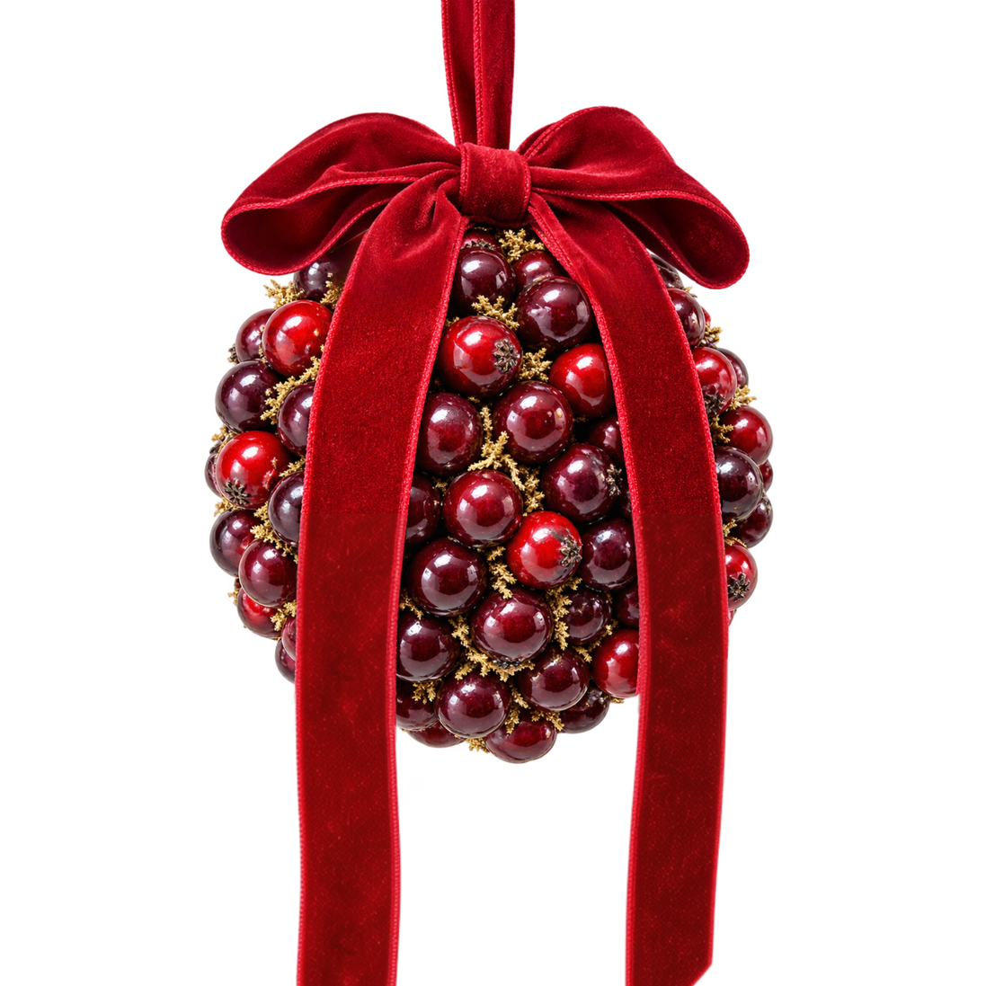 GLOB FRUCTE DE PADURE CU FUNDITA DIN CATIFEA BURGUNDY 20 CM