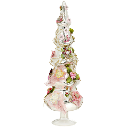 Brad decorativ cu bijuterii, champagne/roz, 43 cm