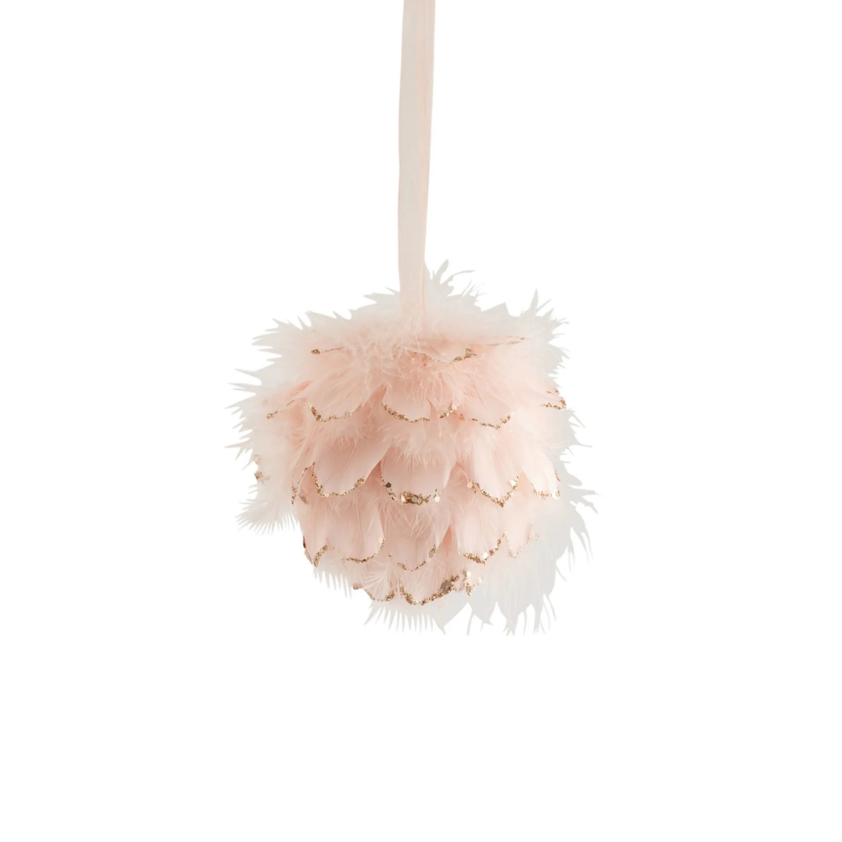 Glob pene roz/auriu cu glitter 14cm