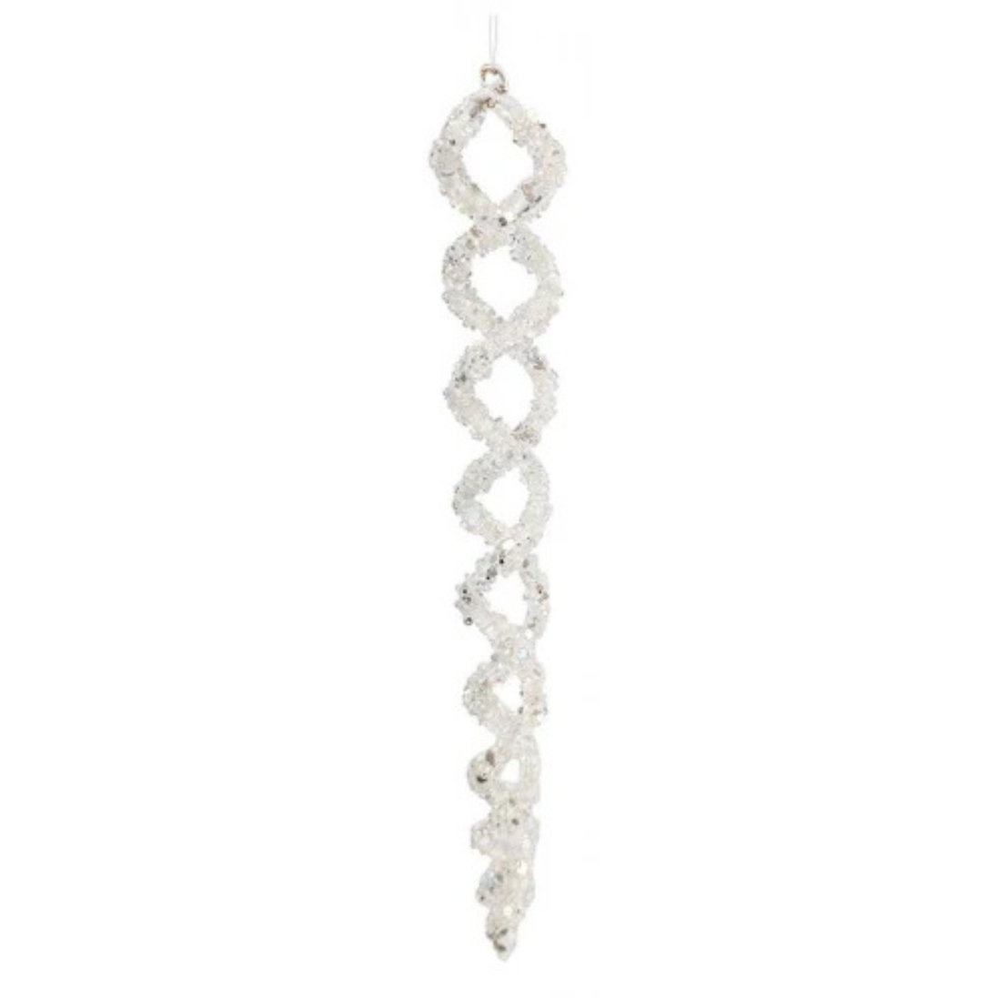 Ornament de sticla turture spirala alb argintiu 29cm