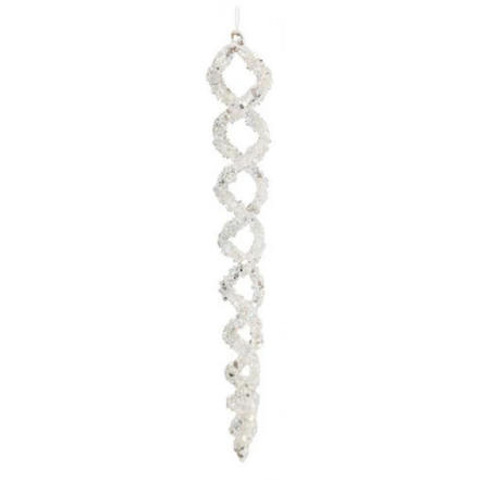 Ornament de sticla turture spirala alb argintiu 29cm