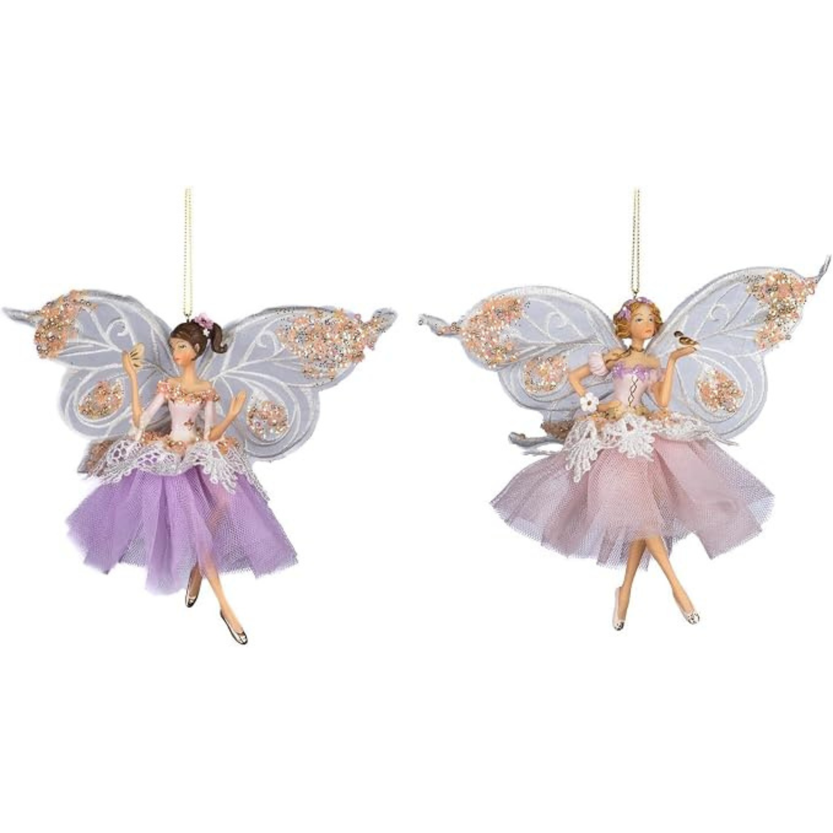 Set 2 zane cu aripi mari si tulle roz/mov 19cm