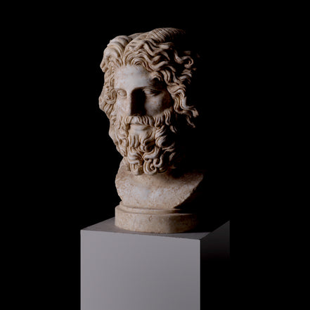 Statuetă Zeus, marmură antichizată