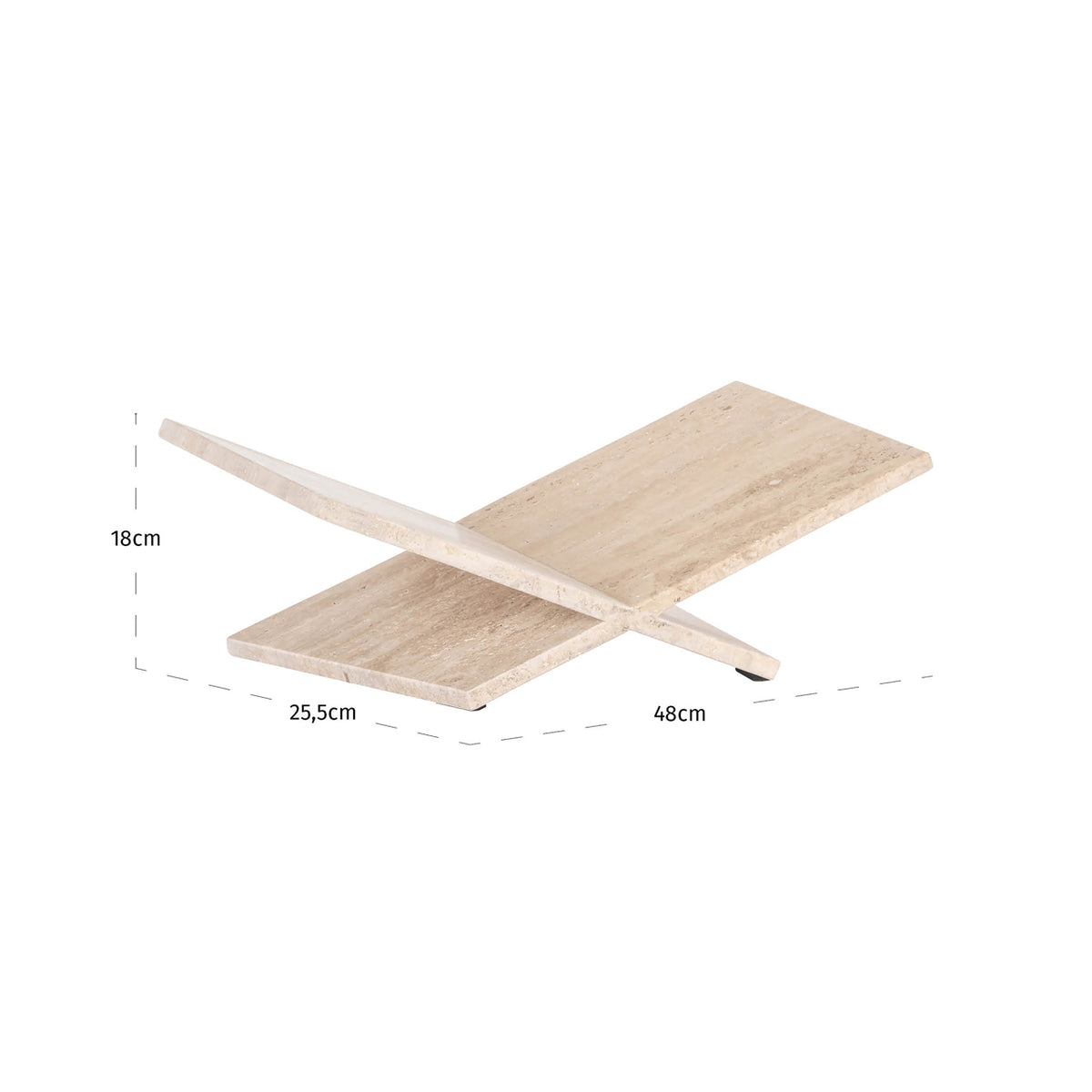 Suport pentru cărți Belice, bej – desen tehnic cu dimensiuni