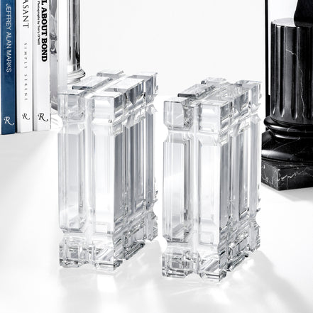Suport pentru cărți Linea, sticlă cristal, set de 2