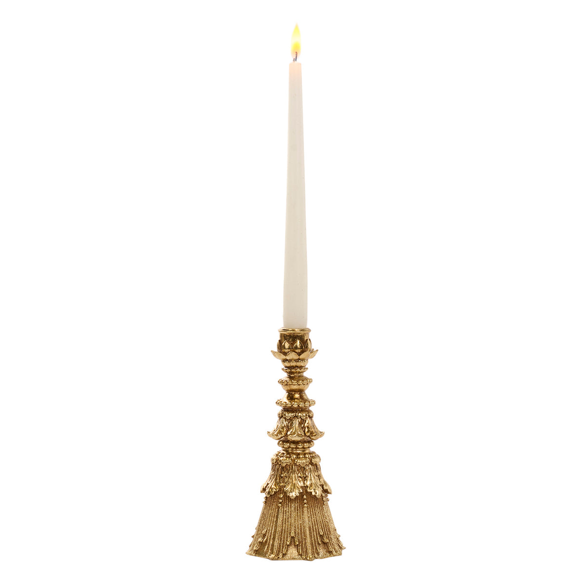 Suport pentru lumânare cu ciucure, auriu, 23 cm