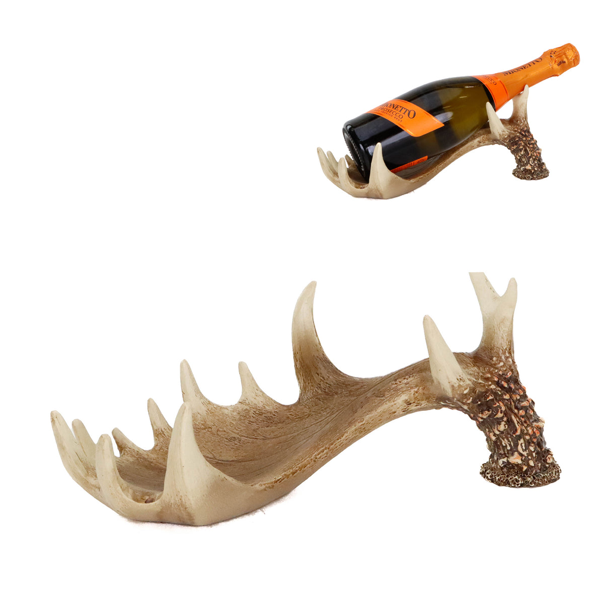 Suport pentru sticlă de vin în formă de coarne de cerb, maro/crem, 30 cm