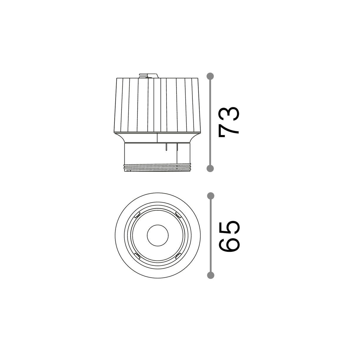 Sursă LED Dynamic 15W 3000K – desen tehnic cu dimensiuni