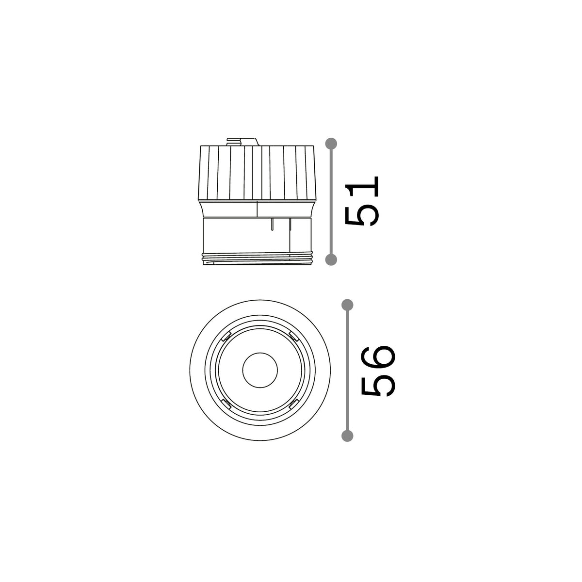 Sursă LED Dynamic 9W 4000K – desen tehnic cu dimensiuni