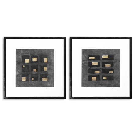 Tablou Washed Black Squares de Michael Willett, set de 2