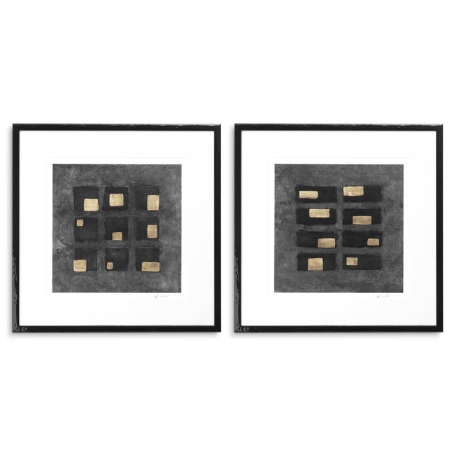 Tablou Washed Black Squares de Michael Willett, set de 2