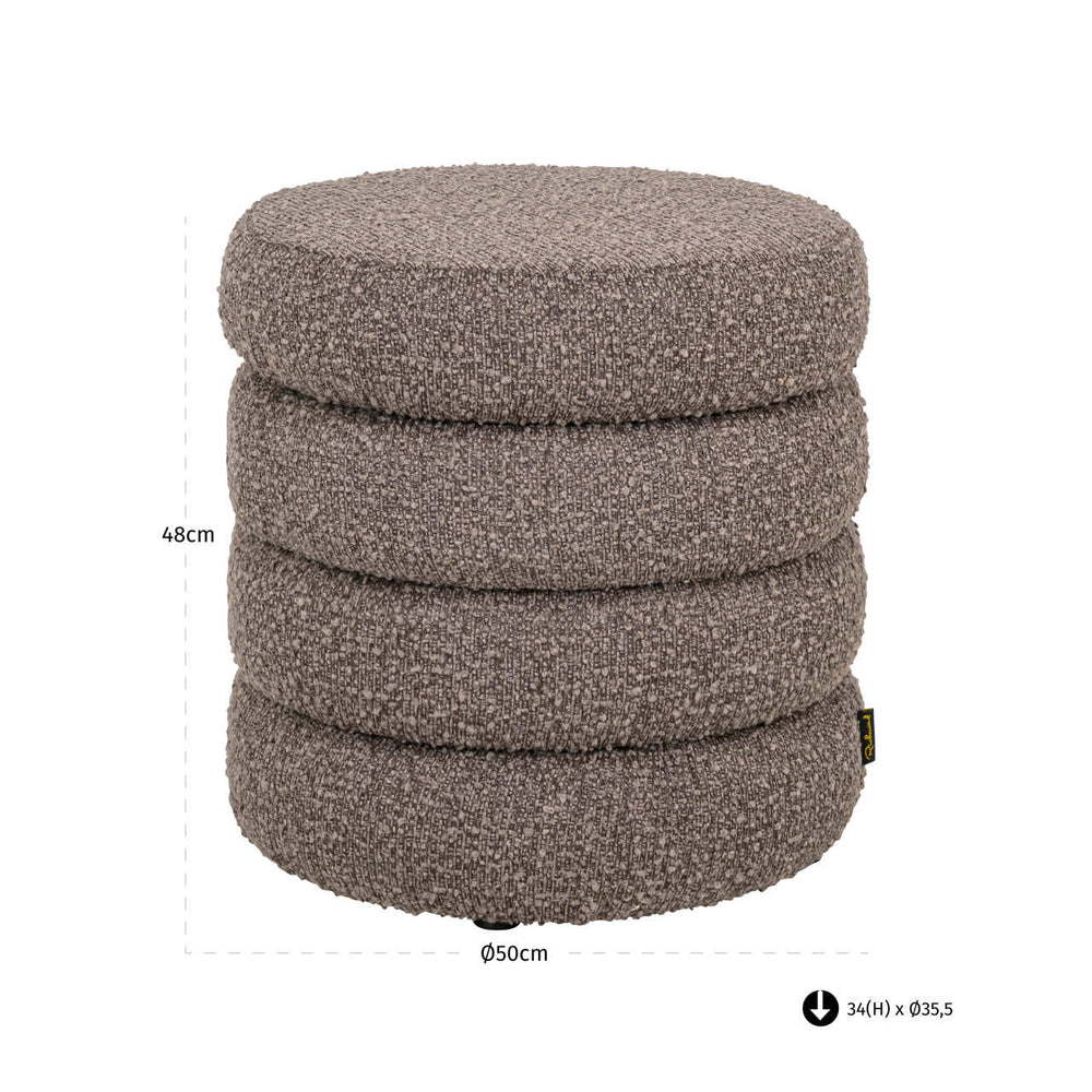Taburet Adele, chunky maro – desen tehnic cu dimensiuni