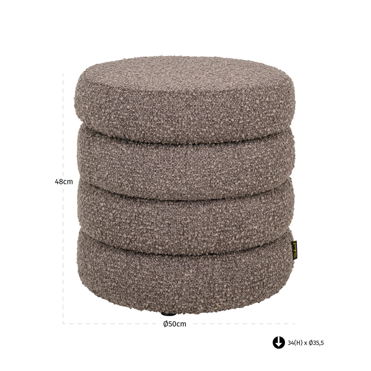 Taburet Adele, chunky maro – desen tehnic cu dimensiuni