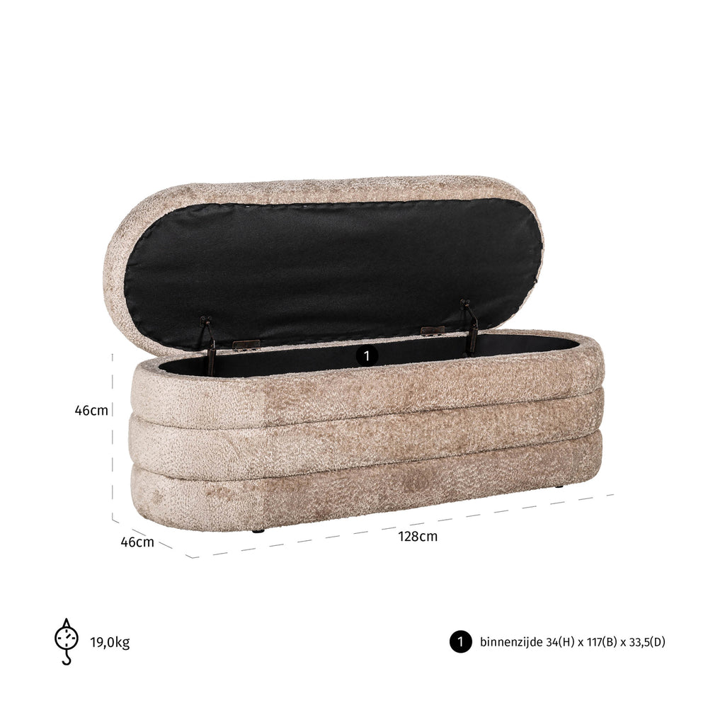 Taburet Camille, sheep natural – desen tehnic cu dimensiuni