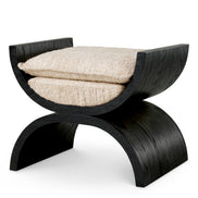 Taburet Claybourne, furnir de stejar negru, bouclé sonata crem
