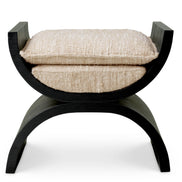 Taburet Claybourne, furnir de stejar negru, bouclé sonata crem