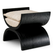 Taburet Claybourne, furnir de stejar negru, bouclé sonata crem