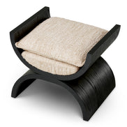Taburet Claybourne, furnir de stejar negru, bouclé sonata crem