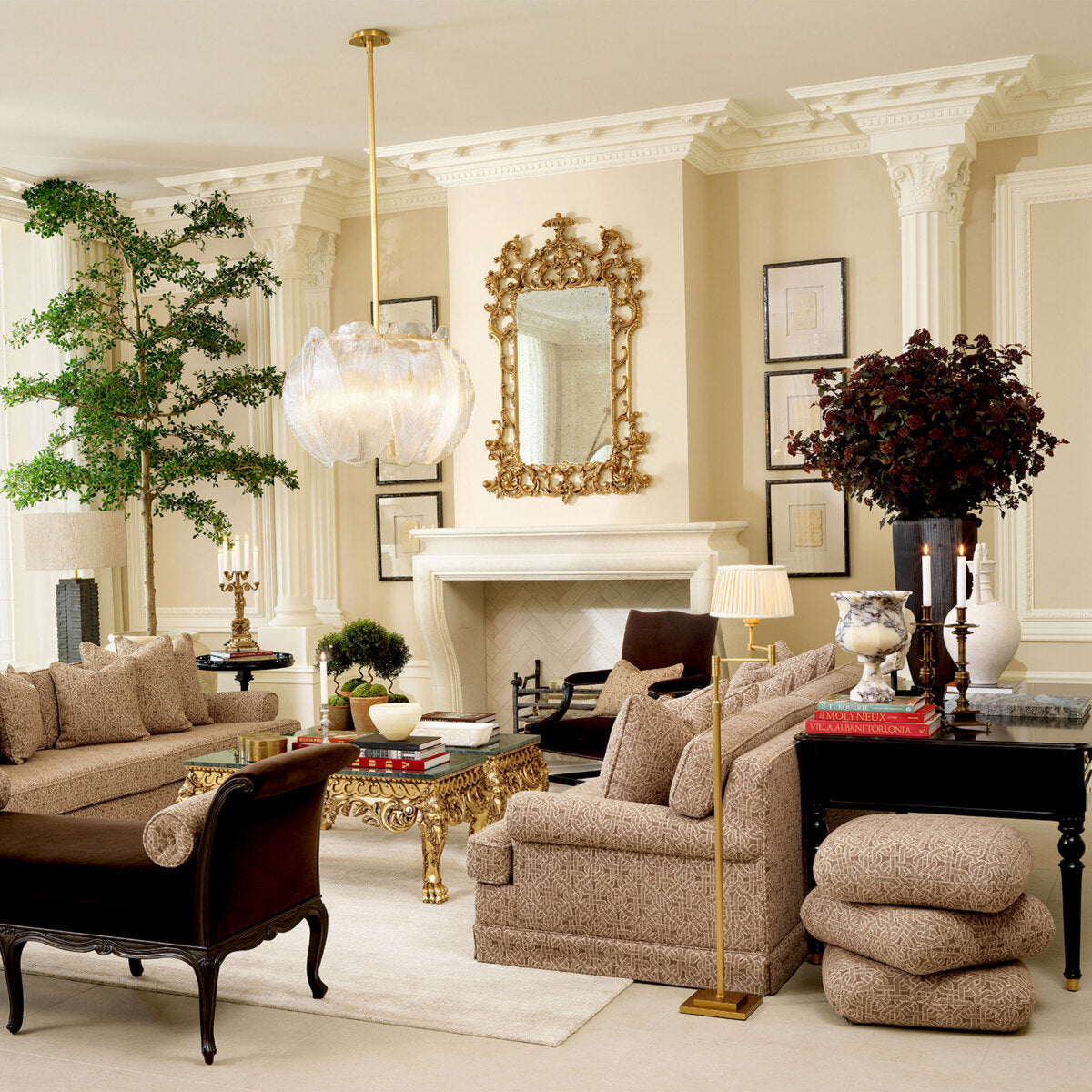 Taburet Greenwich, frieze jacquard bej
