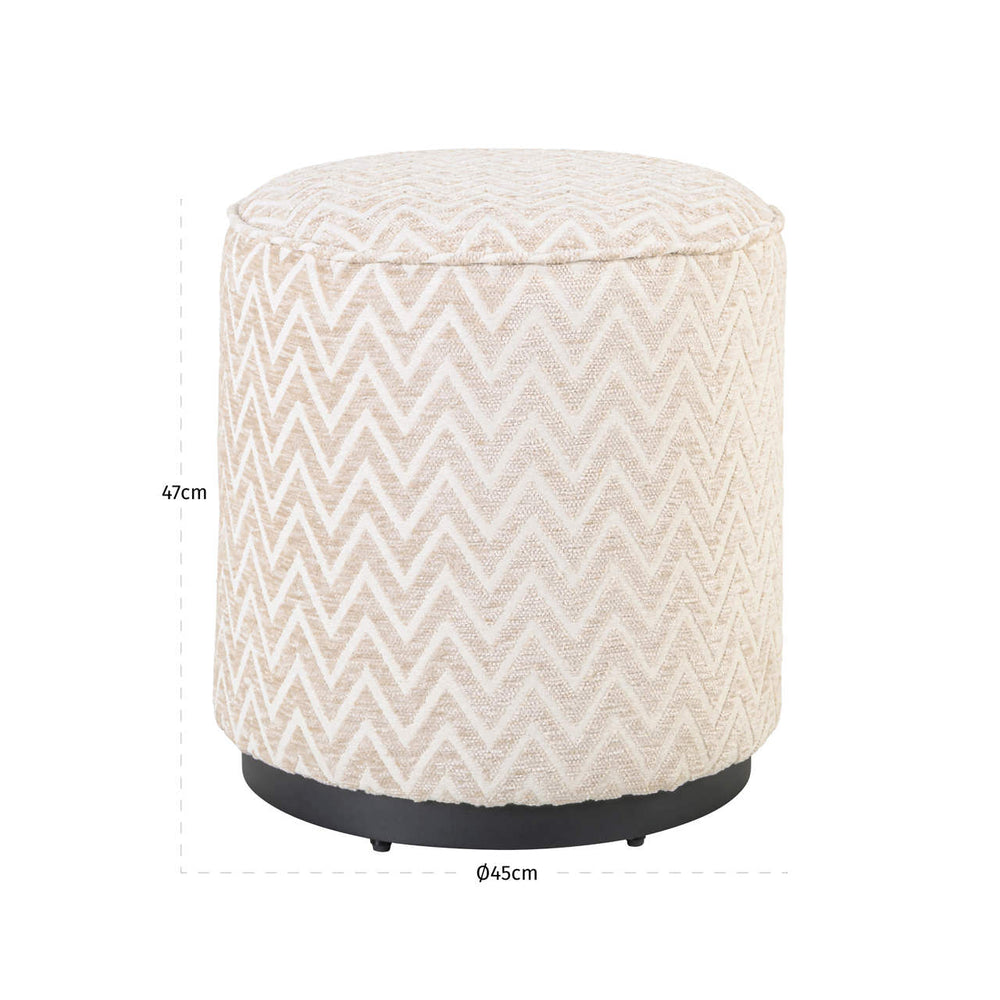 Taburet Lexie, chevron bej, Ø 45 cm – desen tehnic cu dimensiuni