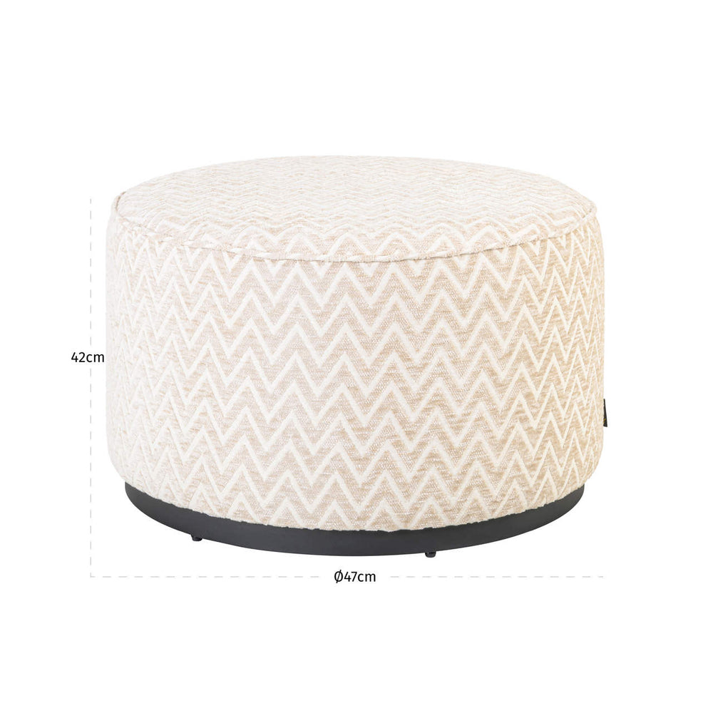 Taburet Lexie, chevron bej, Ø 70 cm – desen tehnic cu dimensiuni
