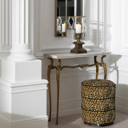 Taburet Roosevelt, finisaj bronz, bernard leopard camel