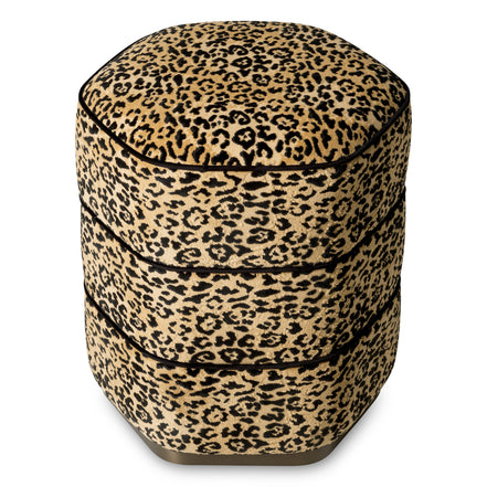 Taburet Roosevelt, finisaj bronz, bernard leopard camel