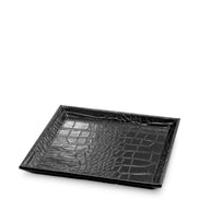 Tavă de birou Scaleo, piele neagră cu imprimeu croco, set de 2