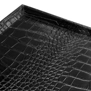 Tavă de birou Scaleo, piele neagră cu imprimeu croco, set de 2