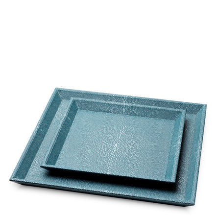 Tavă de birou Scaleo, shagreen artificial albastru, set de 2