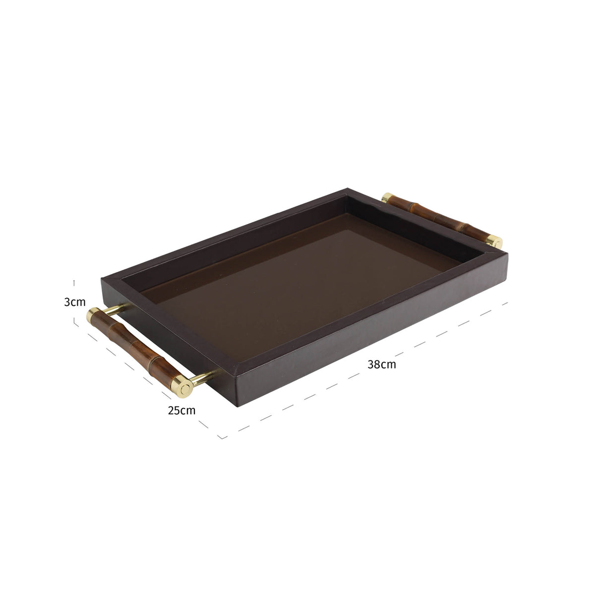 Tavă decorativă Charley, maro închis – desen tehnic cu dimensiuni