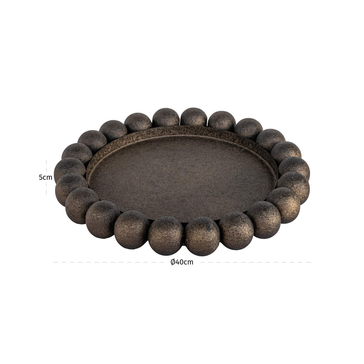 Tavă decorativă Marlow, alamă antichizată – desen tehnic cu dimensiuni