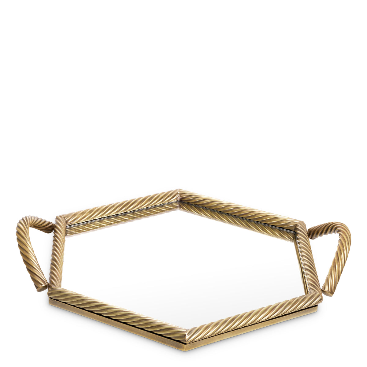 Tavă Salvi hexagonală, finisaj alamă vintage