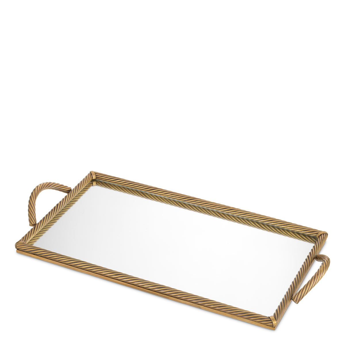 Tavă Salvi rectangulară L, finisaj alamă vintage